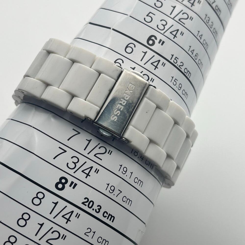 EXPRESS White Stainless Steel 44mm Women’s Watch Working New Battery - Picture 5 of 8